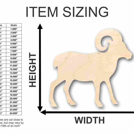 Unfinished Wood Ram Sheep Shape - Farm Animal - Craft - up to 46" DIY