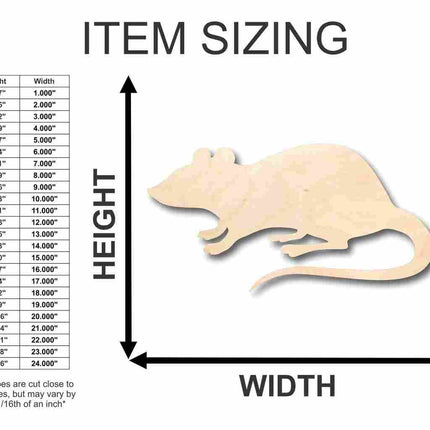 Unfinished Wood Rat Shape - Animal - Wildlife - Craft - up to 46" DIY