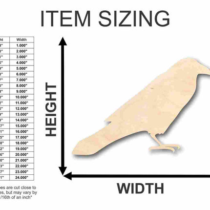Unfinished Wood Raven Shape - Bird - Wildlife - Craft - up to 46" DIY