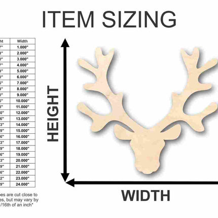 Unfinished Wood Reindeer Head Antlers Shape - Animal - Wildlife - Craft - up to 46" DIY