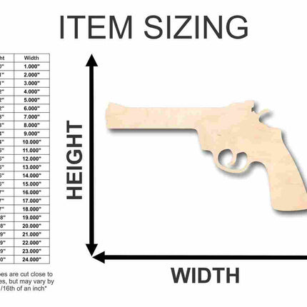 Unfinished Wood Revolver Shape - Gun - Police - Military - Craft - up to 46" DIY