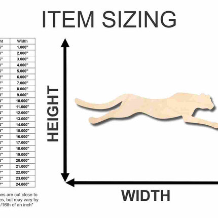 Unfinished Wood Running Cheetah Shape - Animal - Wildlife - Craft - up to 46" DIY