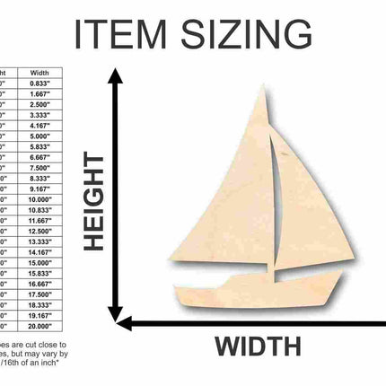 Unfinished Wood Sailboat Shape - Fishing - Ocean - Craft - up to 46" DIY