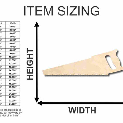 Unfinished Wood Saw Shape - Construction - Tool - Craft - up to 46" DIY