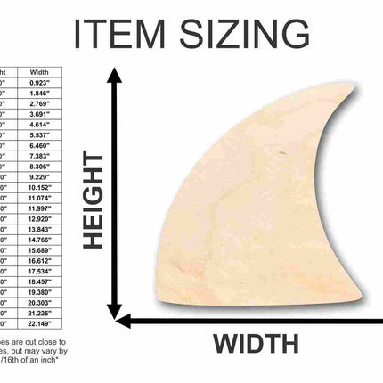 Unfinished Wood Shark Fin Shape - Ocean - Beach - Nursery - Craft - up to 46" DIY