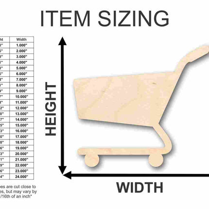 Unfinished Wood Shopping Cart Shape - Craft - up to 46" DIY