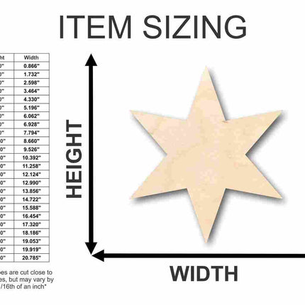 Unfinished Wood Six Pointed Star Shape - Craft - up to 46" DIY