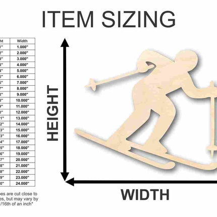 Unfinished Wood Skier Shape - Winter Olympics - Craft - up to 46" DIY