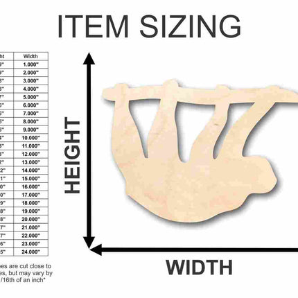 Unfinished Wood Sloth Shape - Animal - Wildlife - Craft - up to 46" DIY