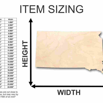Unfinished Wood South Dakota Shape - State - Craft - up to 46" DIY