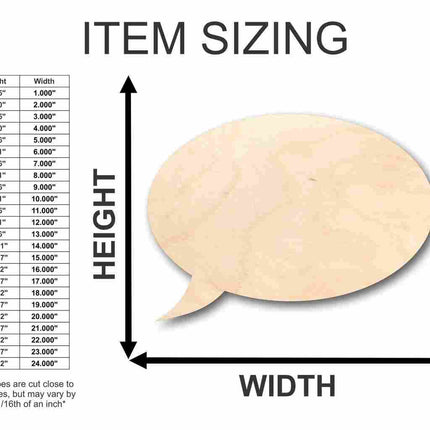 Unfinished Wood Speech Bubble Shape - Craft - up to 46" DIY