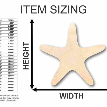 Unfinished Wood Starfish Shape - Ocean - Beach - Nursery - Craft - up to 46" DIY