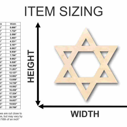 Unfinished Wood Star of David Israel Shape - Hanukkah - Craft - up to 46" DIY