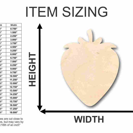Unfinished Wood Strawberry Shape - Fruit - Craft - up to 46" DIY