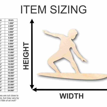 Unfinished Wood Surfer Shape - Surfing - Ocean - Beach - Nursery - Craft - up to 46" DIY