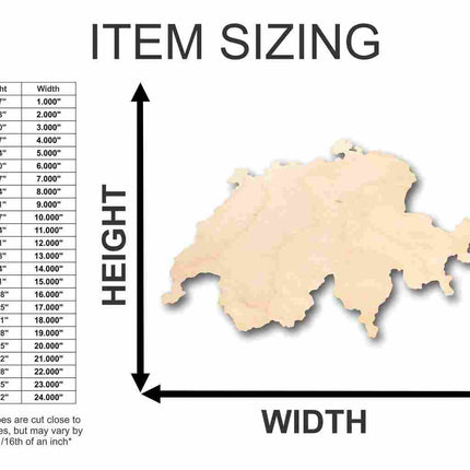 Unfinished Wood Switzerland Shape - Country - Craft - up to 46" DIY