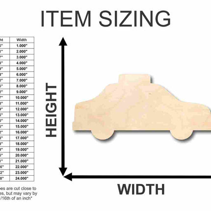 Unfinished Wood Taxi Cab Shape - Craft - up to 46" DIY