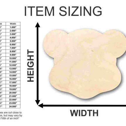 Unfinished Wood Teddy Bear Head Shape - Craft - up to 46" DIY