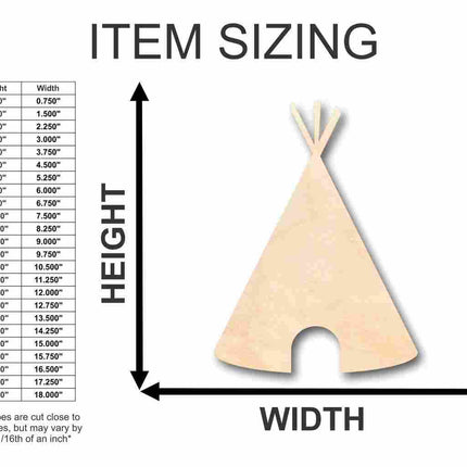 Unfinished Wood Teepee Shape - Native American - Western - Craft - up to 46" DIY