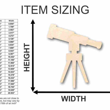 Unfinished Wood Telescope Shape - Kid's Room - Solar System - Planet - Space - Craft - up to 46" DIY