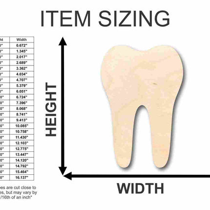 Unfinished Wood Tooth Shape - Tooth Fairy - Dentist - Craft - up to 46" DIY