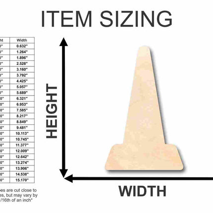 Unfinished Wood Traffic Cone Shape - Construction - Tool - Craft - up to 46" DIY