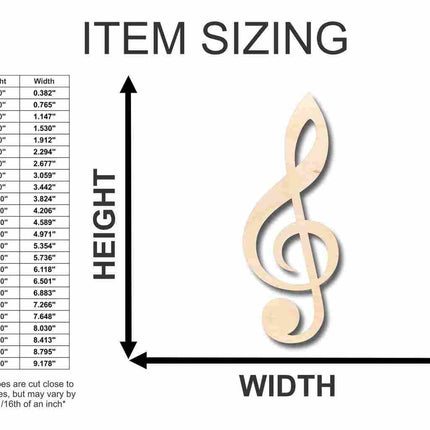 Unfinished Wood Treble Clef Shape - Music - Nursery - Craft - up to 46" DIY