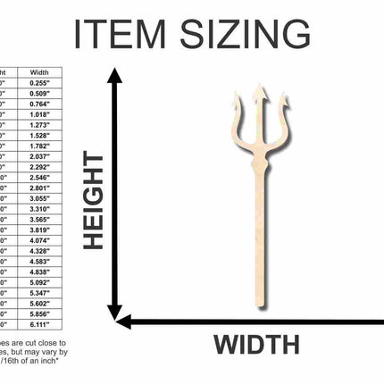 Unfinished Wood Trident Shape - Ocean - Neptune - Craft - up to 46" DIY