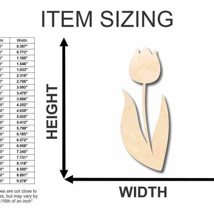 Unfinished Wood Tulip Shape - Spring - Flower - Craft - up to 46" DIY