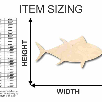Unfinished Wood Tuna Fish Shape - Ocean - Craft - up to 46" DIY