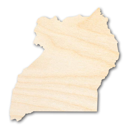 Unfinished Wood Uganda Country Shape - East Africa Craft - up to 46" DIY