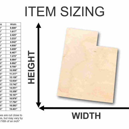 Unfinished Wood Utah Shape - State - Craft - up to 46" DIY