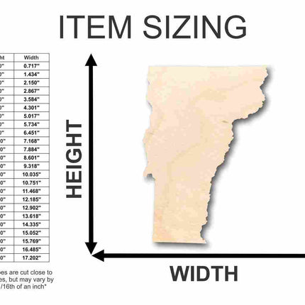 Unfinished Wood Vermont Shape - State - Craft - up to 46" DIY