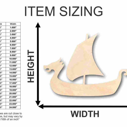 Unfinished Wood Viking Ship Shape - Sailing - History - Craft - up to 46" DIY