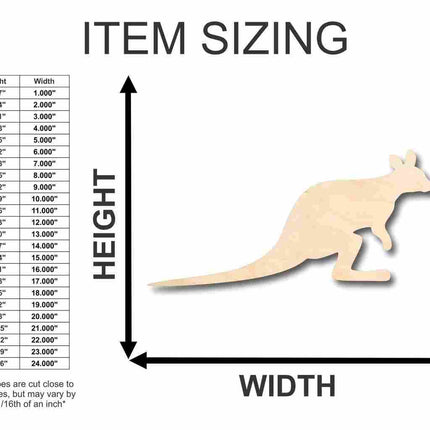 Unfinished Wood Wallaby Shape - Australia - Animal - Craft - up to 46" DIY