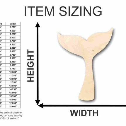 Unfinished Wood Whale Tail Shape - Ocean - Nursery - Craft - up to 46" DIY
