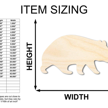 Unfinished Wood Wombat Shape - Craft - up to 46" DIY