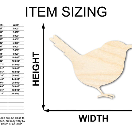 Unfinished Wood Wren Shape - Craft - up to 46" DIY