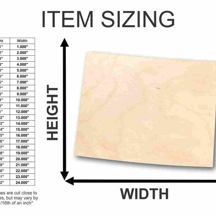 Unfinished Wood Wyoming Shape - State - Craft - up to 46" DIY