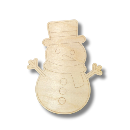 Unfinished Wood Etched Snowman Shape | Paint By Line Crafts | up to 30" DIY