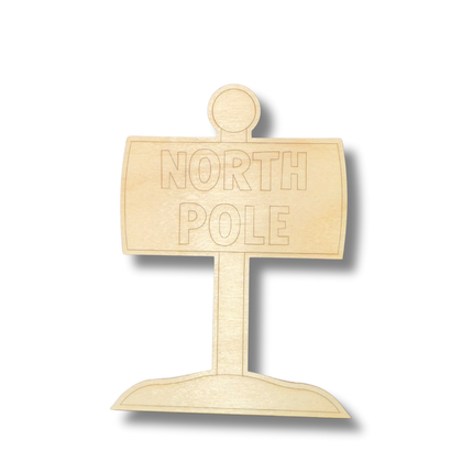 Unfinished Wood Etched North Pole Shape | Paint By Line Crafts | up to 30" DIY