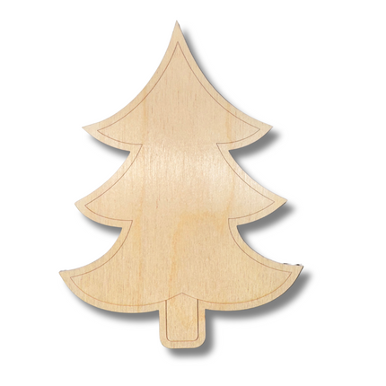 Unfinished Wood Etched Simple Tree Shape | Paint By Line Crafts | up to 30" DIY