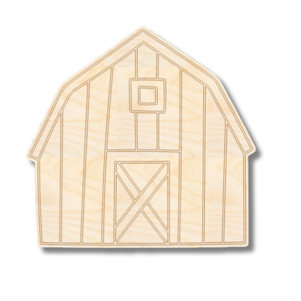 Unfinished Wood Etched Barn Shape | Paint By Line Crafts | up to 30" DIY