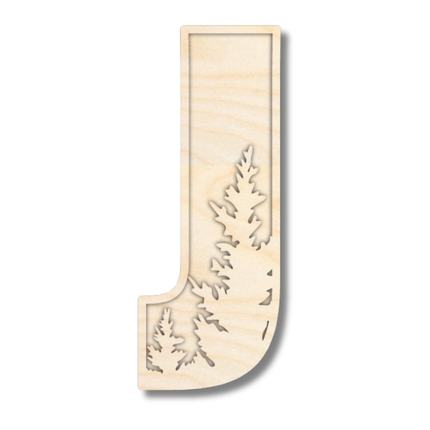Unfinished Wood Layered Themed Letters | Pine Trees | A-Z | 2 Piece | up to 24"