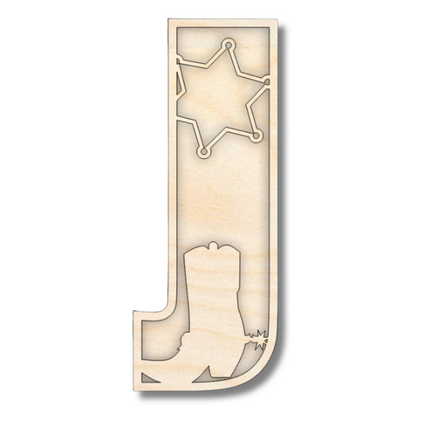 Unfinished Wood Layered Themed Letters | Rodeo | A-Z | 2 Piece | up to 24"
