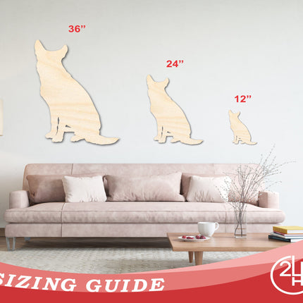 Unfinished Wood Sitting Dog Shape - up to 46"