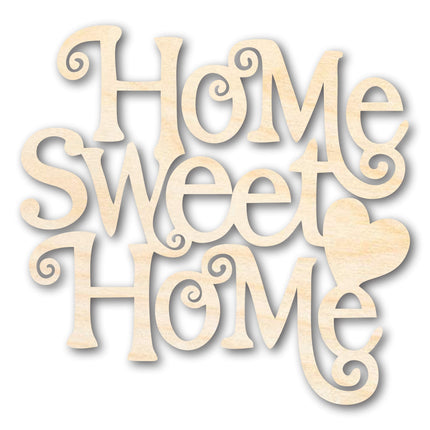 Unfinished Wood Home Sweet Home Shape - Word Craft - up to 46"