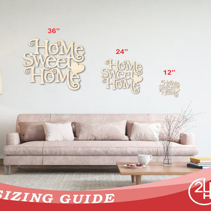 Unfinished Wood Home Sweet Home Shape - Word Craft - up to 46"