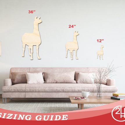 Unfinished Wood Alpaca Shape - Craft - up to 46" DIY