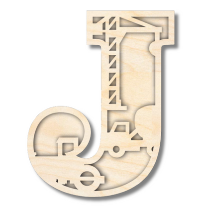 Unfinished Wood Layered Themed Letters | Construction | A-Z | 2 Piece | up to 24"